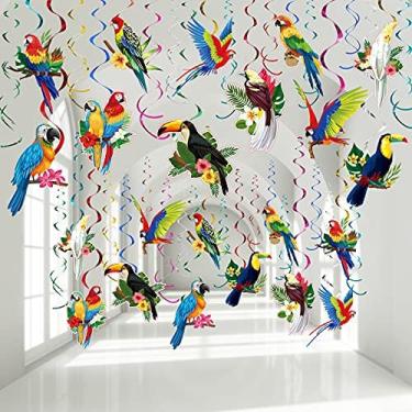 Imagem de 30 Decorações de Aves Tropicais, Festa do Papagaio Tucano Havaiano Tropical Pendurado Redemoinho Decoro de Teto de Papel para Verão Luau Hawaiian Beac