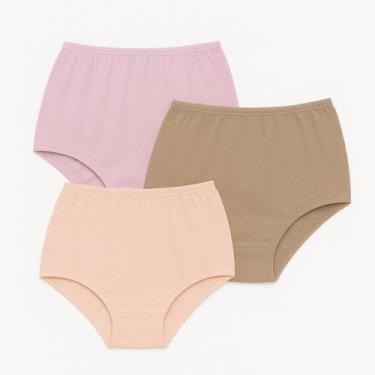 Imagem de 3 Calcinhas Plus Size Luminate 0162 Rosa Pessego Chocolate, 46, Sortid