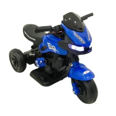 Imagem de Mini Moto Elétrica Infantil 6V com Som e Música Unitoys, Azul