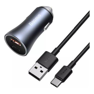Imagem de Carregador Veicular Baseus Turbo 40w Usb + Tipo C + Cabo 1m