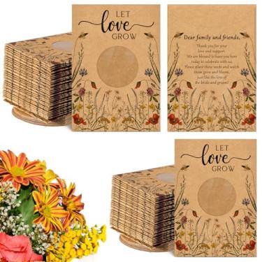 Imagem de Fumete 100 pacotes de sementes Let Love Grow, lembrancinhas legais de casamento para convidados, bolsa kraft envelope kraft com janela de flor, pacotes de armazenamento de sementes resseláveis para