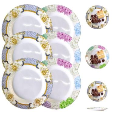 Imagem de 6 Pratos Raso Plástico P/ Sobremesa Buffet Restaurantes 25cm - New Goo