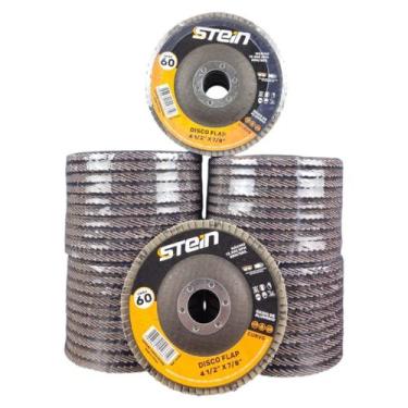 Imagem de 50 Peças disco flap curvo 4.1/2 115mm metais ferrosos Grão 60 Stein