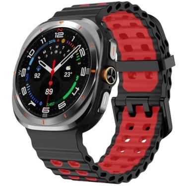 Imagem de SPINYE Pulseiras de relógio compatíveis com Samsung Galaxy Watch Ultra de 47 mm, macia, respirável, oceânica, de silicone esportivo, sem lacunas, para Galaxy Watch 7 Ultra de 47 mm (2024), feminino