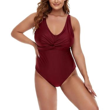 Imagem de Roupa De Banho Para Grávidas Pregnay Front Knot Maiôs Maternidade Ruched Swimsuit Maiôs Decote Em V Pregnay Swimwear Retro Vintage Bikini Traje De Natação Para Mulheres, Red1, 3XL