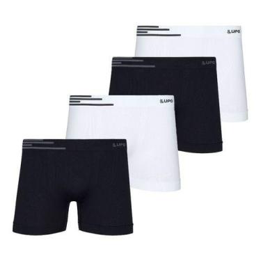Imagem de Kit 4 Cuecas Box Boxer Lupo Sem Costura Basic Microfibra Nf, Preta com