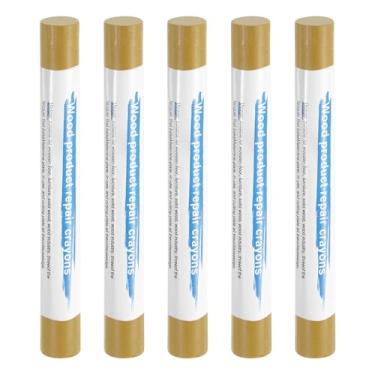 Imagem de HARFINGTON 5 peças de bastões de enchimento de madeira, cera de madeira, retoque de móveis, gizes de cera de reparo para madeira, carvalho escuro