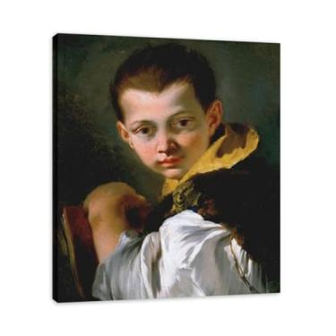Imagem de Menino segurando um livro Giovanni Battista Tiepolo Impressão em tela – Obra-prima rococó barroca, pintura escolar de Veneza, pintura a óleo decorativa para galeria doméstica 60 x 72 cm
