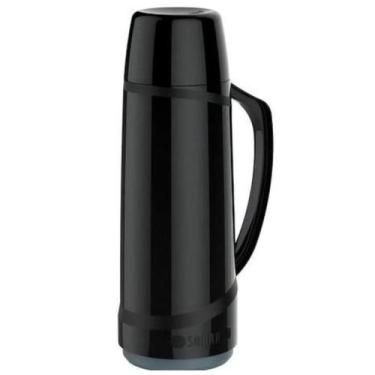 Imagem de Garrafa Térmica de Polipropileno com Tampa - Soprano Cristal, 1L, Pret