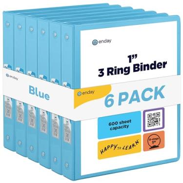 Imagem de Fichário de 3 anéis, vermelho, 2,54 cm, capa transparente de 2,54 cm com 2 bolsos internos, fichários coloridos para materiais escolares, também disponíveis em rosa, azul, roxo, verde e cinza (6 peças)