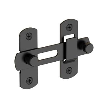 Imagem de Fecho de fechadura de porta de aço inoxidável antigo trava de ladrão fecho de porta de celeiro fechadura de porta deslizante (preta)