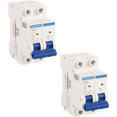 Imagem de Kit 2 Disjuntor 10A Bipolar Tramontina TDJ3 Curva C 3kA
