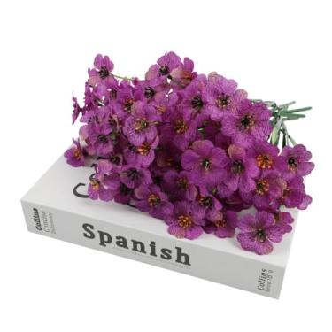 Imagem de Pacote com 2 arbustos de flores de seda artificial – Flores falsas amarelas e vermelhas de 30 cm para mesa de casamento, decoração de casa, arranjos de vasos, decorações de festa ao ar livre de
