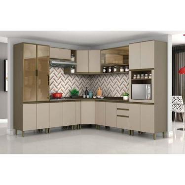 Imagem de Cozinha Modulada Completa 14pçs 4 Armários 4 Balcões 2 Paneleiros 4 compl. C14P06 Duna/Cristal Henn