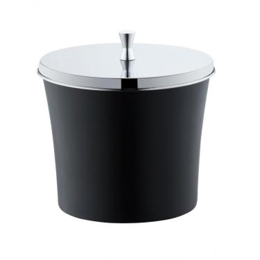 Imagem de Lixeira De Pia Preto Tampa Cromada 3l Com Aro Interno Casa