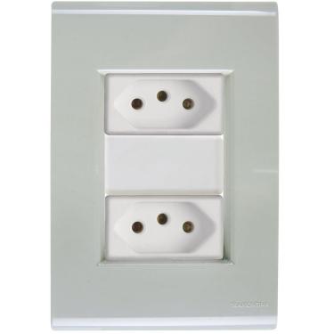 Imagem de Cj Duas Tomadas Dupla 20a Liz Verde Ardósia Tramontina Completo Pronto Tramontina