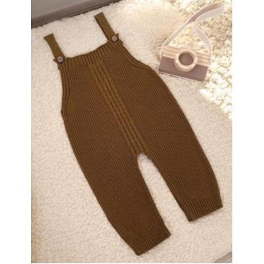 Imagem de Jardineira Tricô Ponto de Arroz Macacão De Passeio e Maternidade 01 Pç