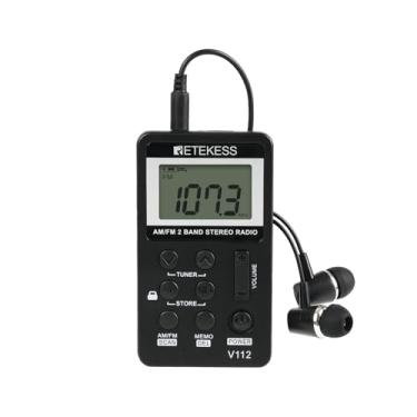 Imagem de Retekess Rádio De Bolso V112 Am Fm, Digital Com Fone Ouvido, Bateria Recarregável E Visor Lcd Para Caminhada, Corrida Treinamento (Preto)