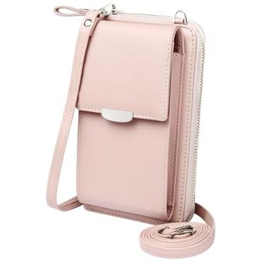 Imagem de Bolsa transversal Kukoo pequena para celular, carteira, com compartimentos para cartões de crédito para mulheres, A- Pink Zipper Upgraded Version, one_size