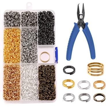 Imagem de Mardatt Kit Sortido De Argolas Salto Divididas Com 3502 Peças, 7 Cores, Abridor Laços Para Artesanato E Alicate Bico Fino, Acessórios Joalheria Fecho Duplo Brincos, Colares Pulseiras Artesanais