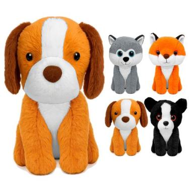 Imagem de Cachorrinho E Raposa Baby Lindos Pelúcia Macia Compacta E Decorativa P