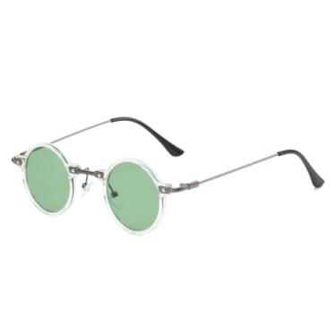 Imagem de Óculos de sol retrô steampunk, redondo, pequeno, masculino, hip hop, moda feminina, lentes transparentes, armação de óculos feminino, UV400 (verde transparente)