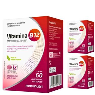 Imagem de Kit 3 Vitamina B12 Metilcobalamina 60 Capsulas Mastigaveis Maxinutri