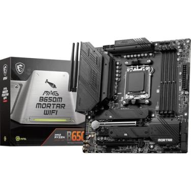 Imagem de MSI Placa-mãe para jogos MAG B650M Mortar WiFi (processadores AMD Ryzen 9000/8000/7000, AM5, DDR5, PCIe 4.0, slots M.2, SATA 6Gb/s, USB 3.2 Gen 2, HDMI/DP, Wi-Fi 6E, Bluetooth 5.3, LAN 2.5Gbps, mATX)