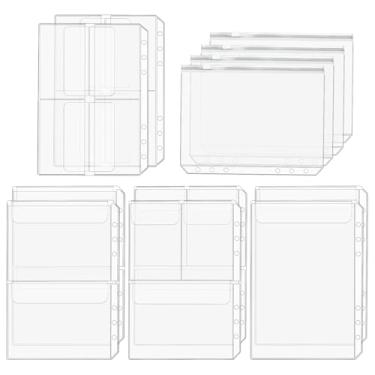 Imagem de Bolsos para fichário A5, 12 peças, tamanho A5, 6 furos, inserções para fichário, mangas para fichário transparente premium, pastas com zíper, sacos de arquivamento de documentos para fichário de