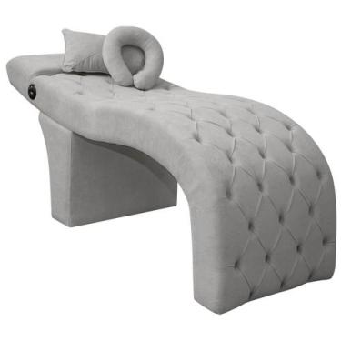 Imagem de Maca Lash Designer Cilios Luxo Estofada com Massagem Bouclê Cinza Clar