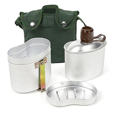 Imagem de CIADAZ Conjunto de cantil portátil de alumínio com copo e tampa Kit de cozinha para acampamento ao ar livre para piquenique de mochila de caminhada