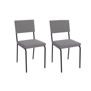 Imagem de Cadeira De Cozinha Zaria 2c128 Aço Kit 2 Uni Preto Suede Cinza