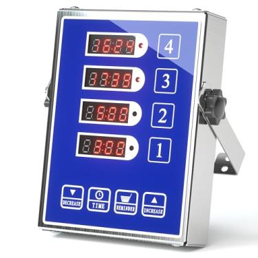 Imagem de KZU Temporizador De Cozinha Comercial Com 4 Canais, Digital Para Cozinhar, Alarme Alto Volume +/-, Utensílios Food Trucks, Temporizadores Grandes Aço Inoxidável Serviços Pesados, Painel À Prova D'Ág