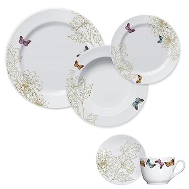 Imagem de Jogo de jantar completo em porcelana, Modelo Capri, Milão, 30 peças, Germer, Branco com detalhes em dourado e borboletas