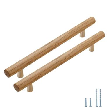 Imagem de Evionlin 6 peças puxadores de gaveta de madeira bege puxadores de gaveta de madeira de faia ferragens de madeira para armários armários puxadores de armário de madeira puxadores de madeira para