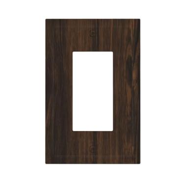 Imagem de Capas de tomada marrom escuro grão de madeira rústica campestre 1 gangue único interruptor de luz placa de cobertura decorativa GFCI placas de parede capa de interruptor elétrico capas de placa de
