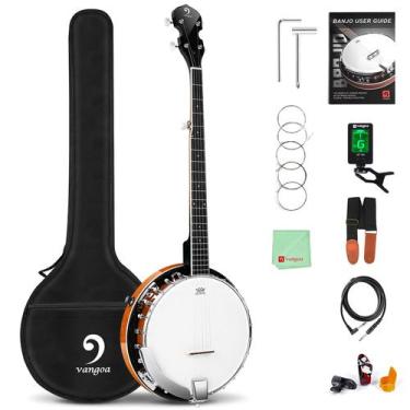 Imagem de Banjo Vangoa VBJ-4E Acústico Elétrico em Mogno de 5 Cordas