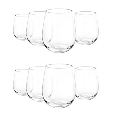 Imagem de Óculos de vinho sem haste acrílico transparente inquebrável 425 ml | Taças de vinho para ambientes internos e externos de plástico à prova de quebra | Seguro para lava-louças, livre de BPA, Louças, Clear, 8