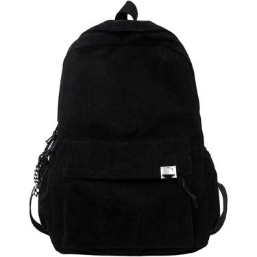 Imagem de Mochila Mochilas De Veludo Cotelê Mochilas Escolares De Algodão Sólido Para Meninas Teege Ideais Para Lazer Simples Ou Viagens Inverno Mochilas Macias, Black, A