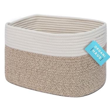 Imagem de OrganiHaus Cesta de armazenamento de tecido, cesta de armazenamento de berçário, cesta de toalha para banheiro, cesta de corda de algodão para armazenamento, cestas de armazenamento decorativas