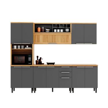Imagem de Armário De Cozinha Completa 270cm New Porto Grafite Madeira Itatiaia