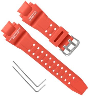 Imagem de Pulseira de silicone de substituição de 16 mm para Casio GW-4000/GA-1000/GW-A1000/GW-A1100 – Pulseira de relógio masculina durável à prova d'água de substituição, Casio G Shock (vermelha)