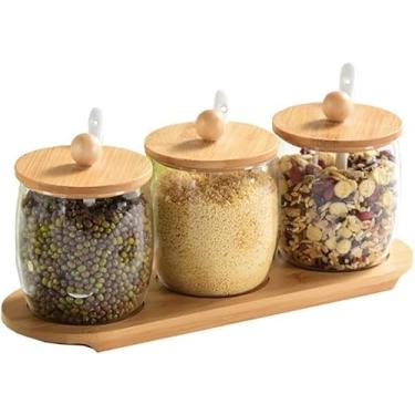 Imagem de Conjunto De Potes De Especiarias Frasco De Especiarias De Vidro Frasco De Cerâmica De Estilo Europeu Com Bandeja Saleiros De Chá Preto Com Mel Armazenamento De Cozinha, Black, 1