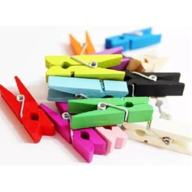 Imagem de Prendedor Mini Pregador Madeira 2,5cm Colorido 100 Pcs Coloridos Organizador Clip Papel Embalagens Para Diy, Scrapbooking, Organização De Papéis E Embalagens