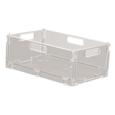 Imagem de Bothyi Caixa transparente dobrável, recipiente de armazenamento, caixa empilhável versátil, organizador de para banheiro, quarto, armário, casa, L