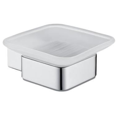 Imagem de Suporte para saboneteira para cozinha e banheiro, acessórios para montagem na parede, dispensador de sabonete, porta-sabonetes com prato de vidro, suporte de metal dourado (saboneteira A5 cromada