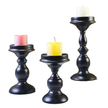 Imagem de Castiçal de Halloween - Conjunto Decorativo Gótico Suporte Para Vela Preto - 3 Peças Decoração de Halloween Centro de Mesa para Quarto Sala de Estar Jantar Festa Casamento