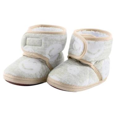 Imagem de Pantufa Sapatinho Infantil Bebe Amarela Forrada com Fechamento por Con