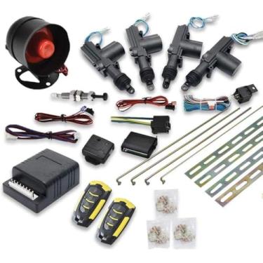 Imagem de Kit de bloqueio central remoto para carro, 4 portas, sistema de entrada sem chave + sistema de imobilizador de alarme antirroubo com sensor de choque universal