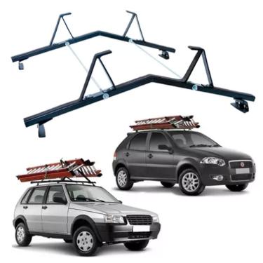 Imagem de Rack de teto Porta Escada100kg Furar Todos Carros Van PRETO